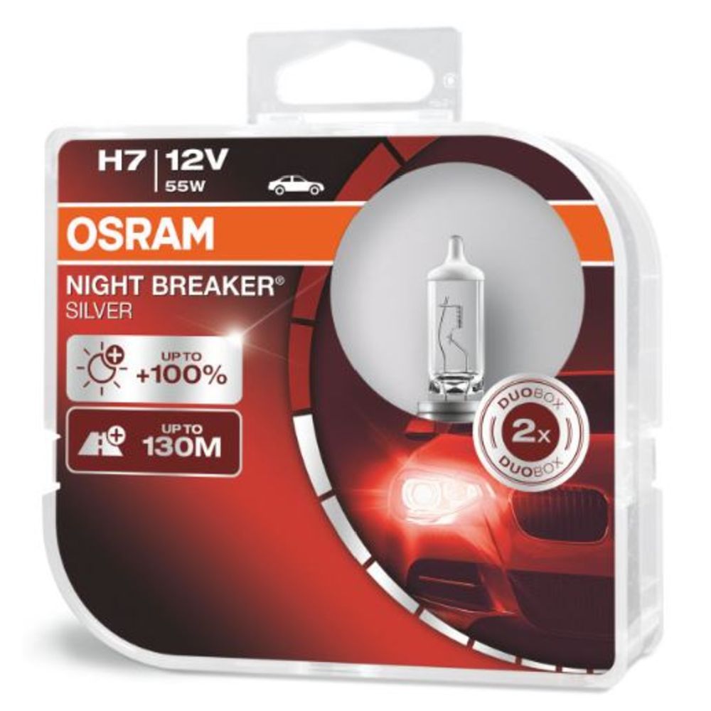 Osram Night Breaker Silver H7 lampa +100 % 12 V 55 W 2 st.