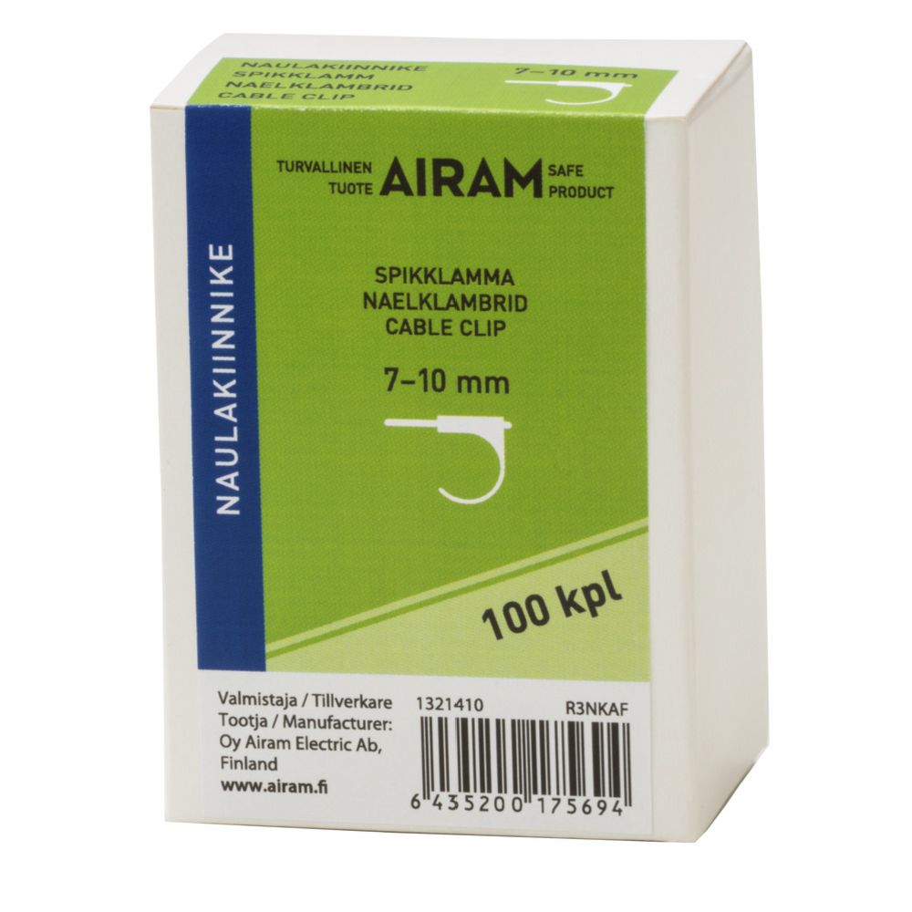 Airam kabelklammer TC 7–10 mm vit 100 st.