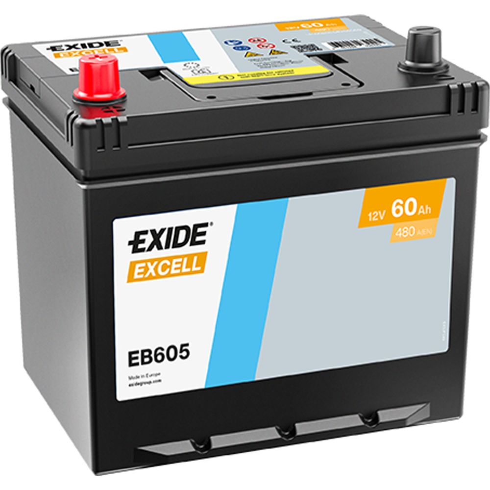 Exide EB605 60 Ah / 480 A aku, P 230 x L 173 x K 222, +-