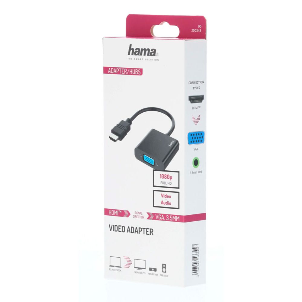 Hama Videoadapteri, HDMI™ uros - VGA/3,5 mm naaras, Full HD, 0,15 m