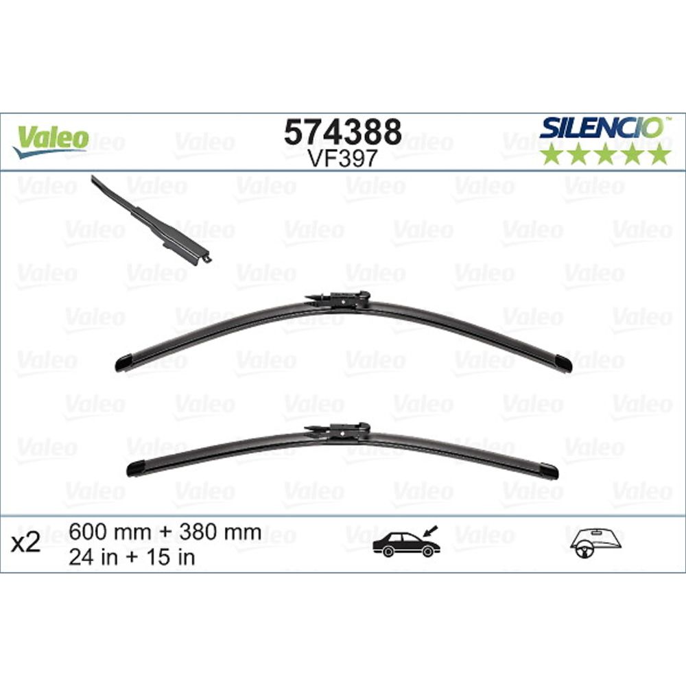 Valeo X-trm/AeroTwin VM397/VF397/A292S pyyhkijänsulkapari 60 + 38 cm
