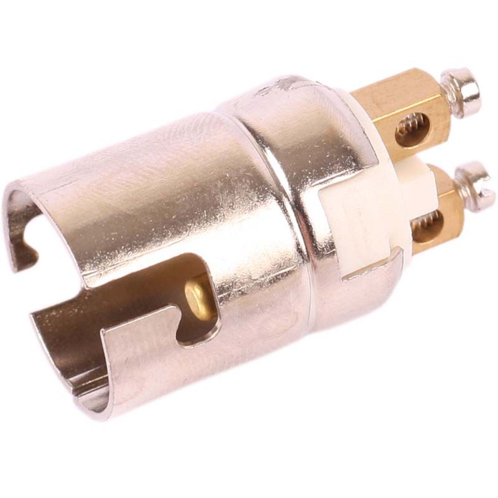 BAY15d-lampsockel av metall, 2 skruvkontakter