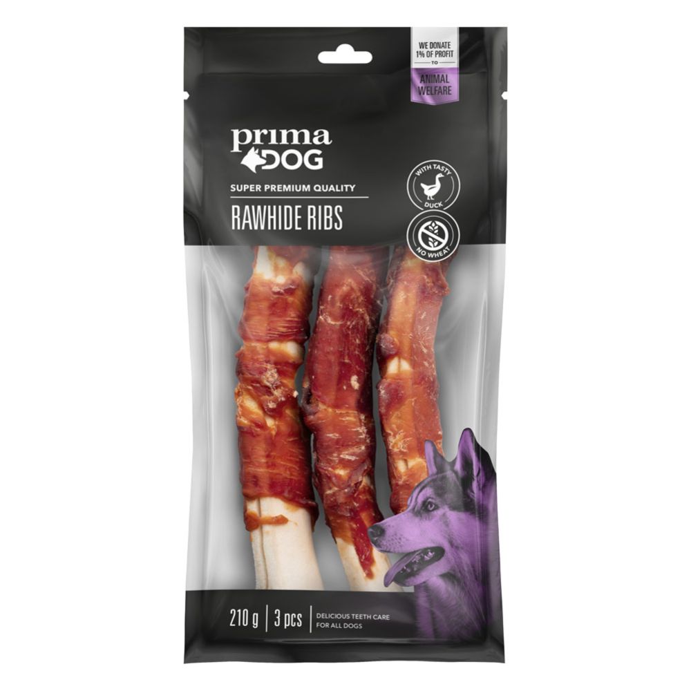 PrimaDog tuggribs med anka 17 cm, 3 st., 210 g