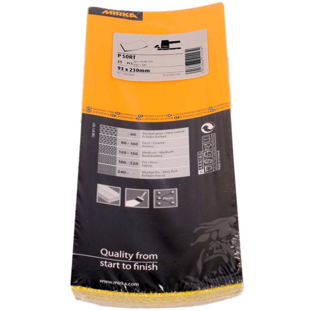 Mirka tasohiomakoneen hiomapaperilajitelma 93 x 230 mm P40 - P180 20 kpl