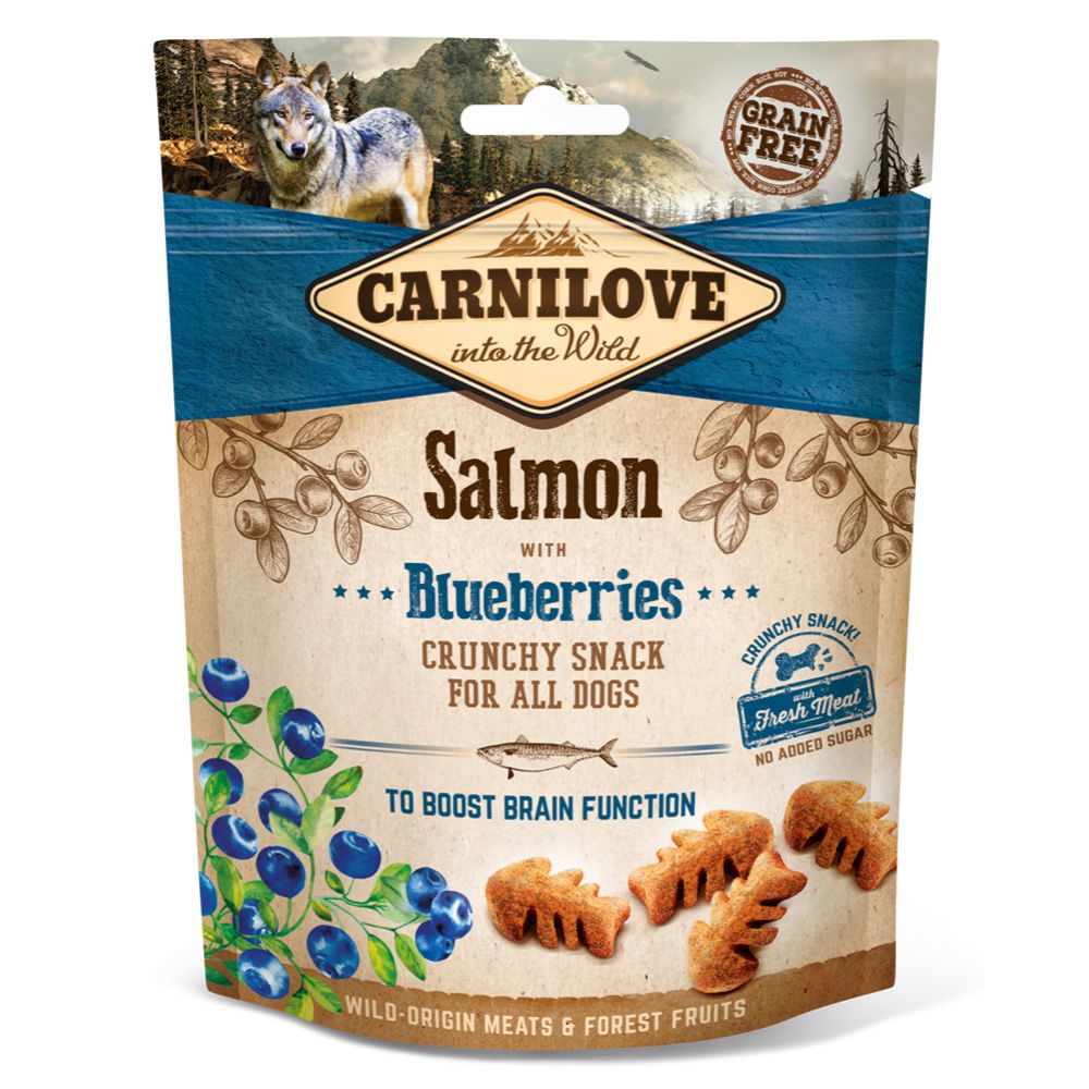 Carnilove lohi & mustikka rapea herkku koirille 200 g