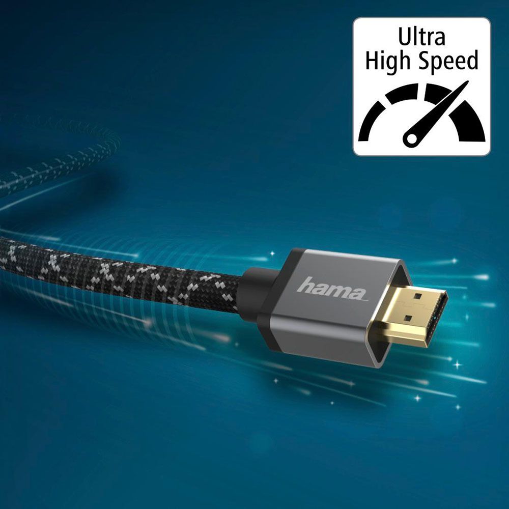 Hama HDMI™-kaapeli, HDMI™ uros - HDMI™ uros, "Metal", 8K, Ethernet, 1,0 m