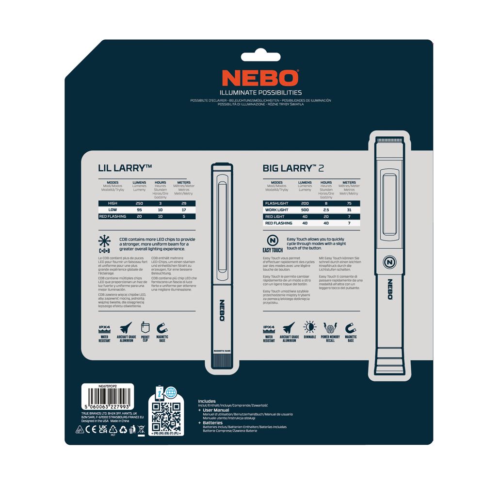 Nebo Big Larry 2 och Lil Larry ficklampset 500 + 250 lm AA/AAA