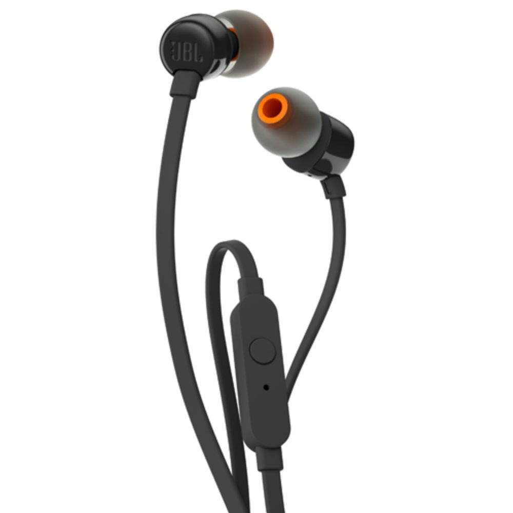 JBL T110 nappikuulokkeet mikrofonilla, musta