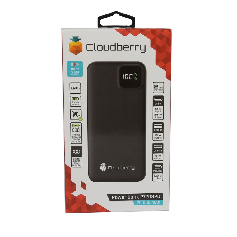 Cloudberry 20 000 mAh PD akupank, 20 W