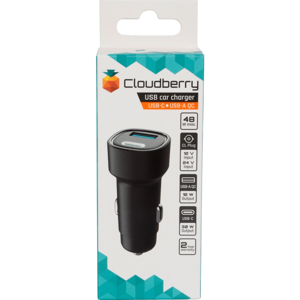 Cloudberry 4,8 A autolaadija, PD USB-C + USB-A, 48 W