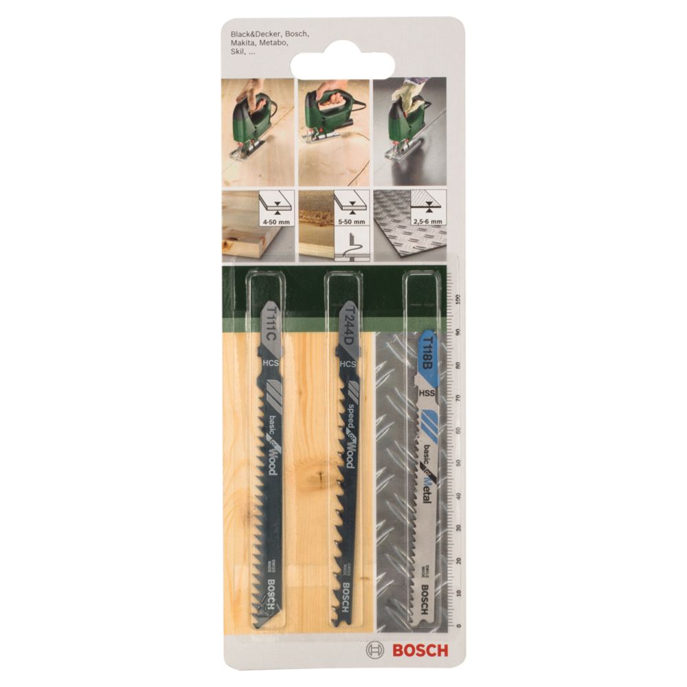 Boschi tikksaetera terade komplekt T 111 C/T 244 D/T 118 B, 3 tk