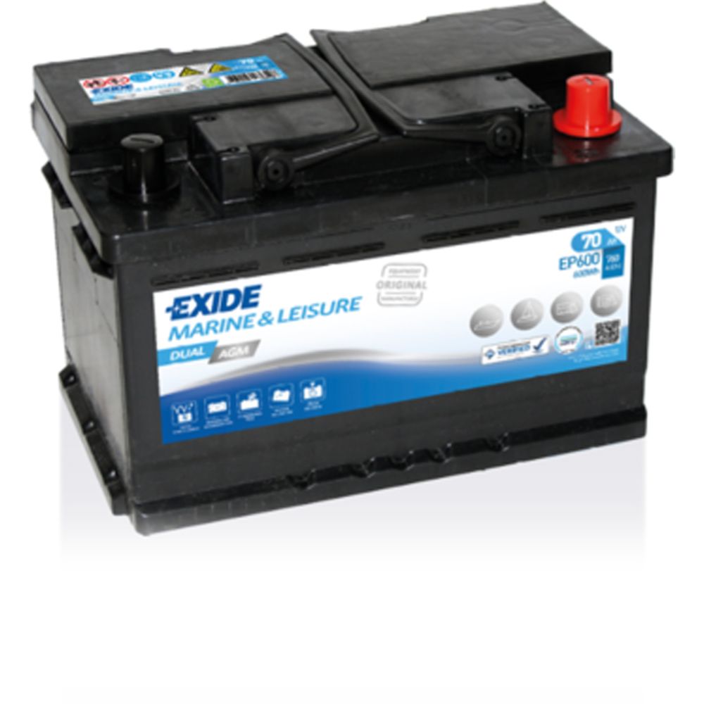 Exide Dual AGM EP600 70 Ah/760 A batteri 278 x 175 x 190 mm +-