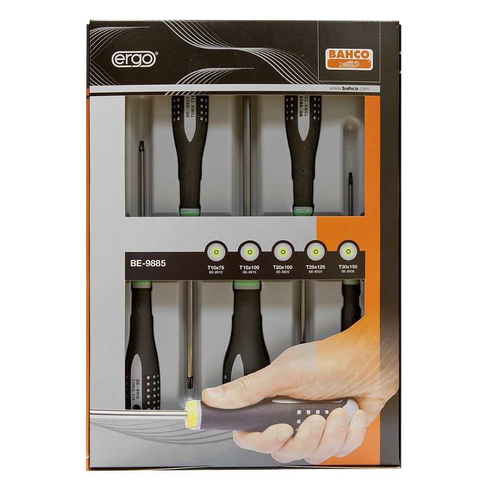 Bahco BE-9885 Ergo ruuvimeisselisarja Torx 5 osaa