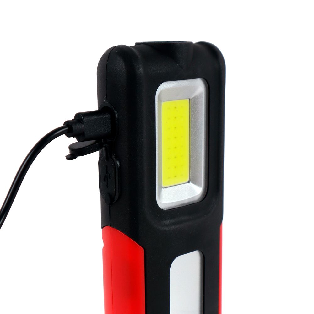 Berg Dual Power LED-arbetslampa uppladdningsbar/3 x AAA 10 W COB + 5 W LED 500 lm röd