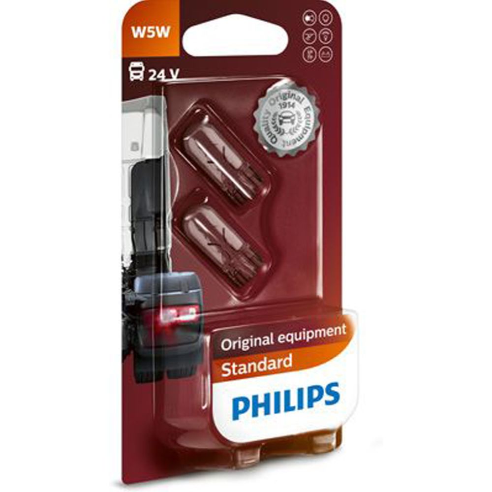Philips Lasikantapolttimopari 24V 5W W5W (T10)