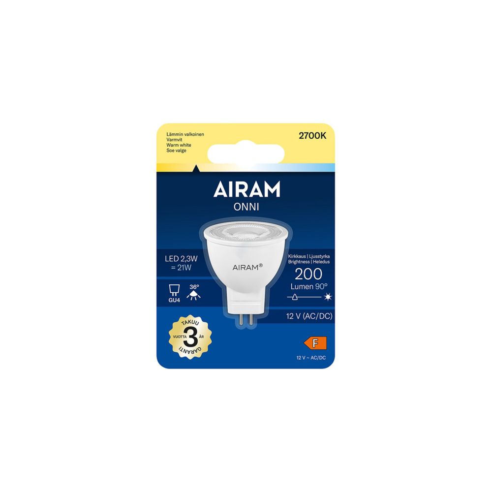 Airam 12V LED kohdelamppu GU4 2,3W 2700K 200 lm