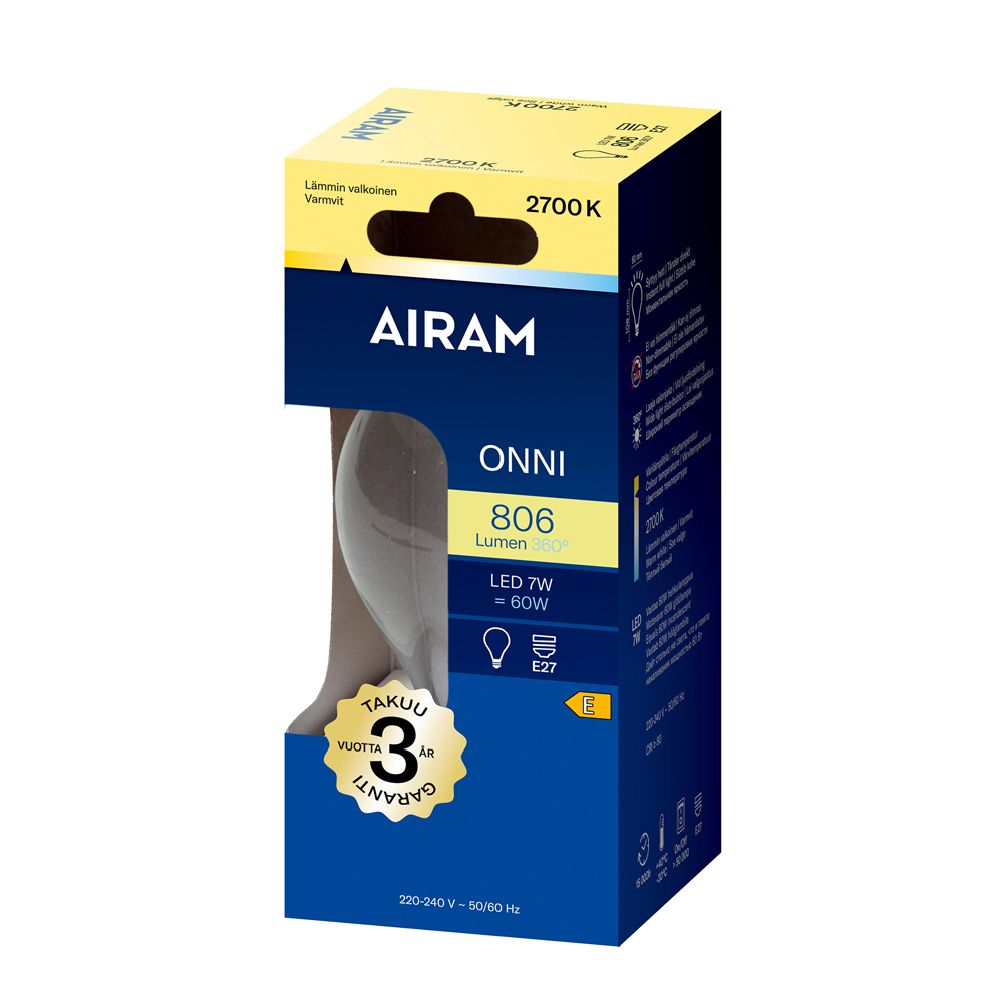 Airam LED-filamentlampa A60 E27 7W 806lm 2700K