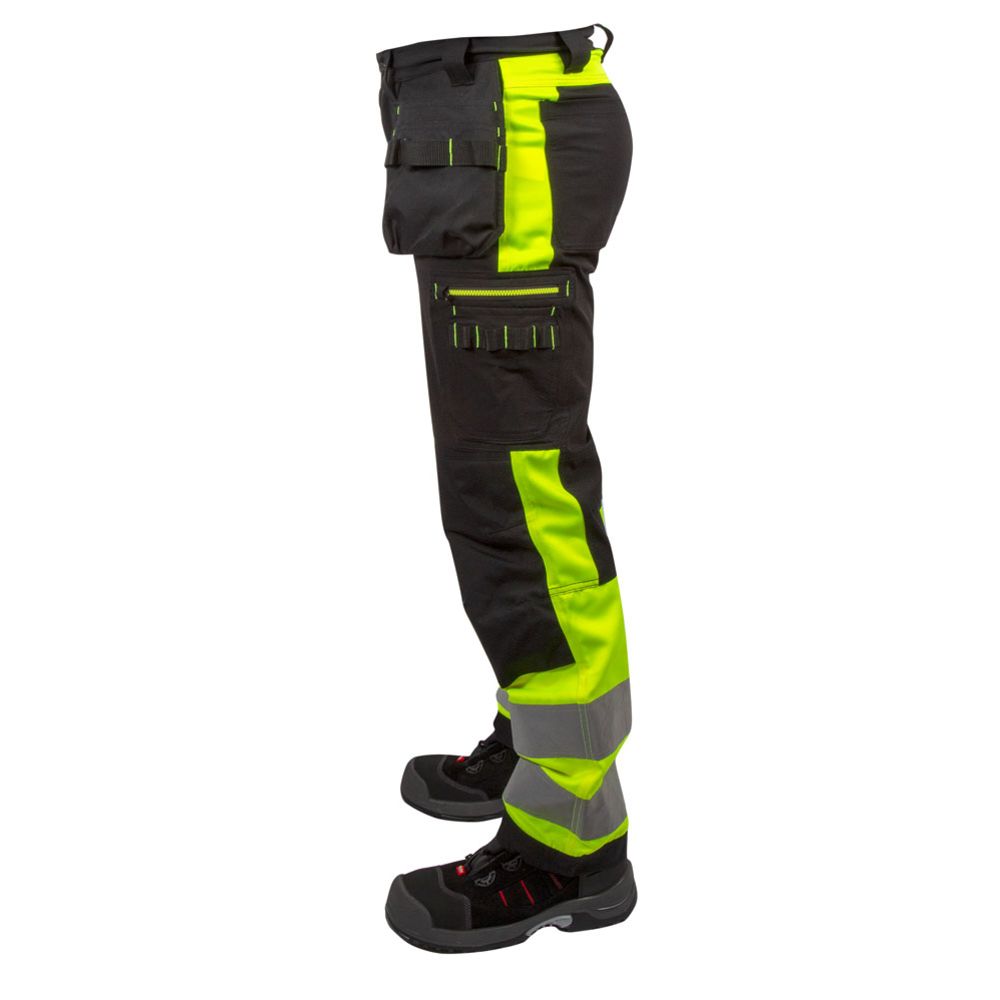 MTX Workgear riipputaskuhousut stretch hi-vis keltainen/musta 50