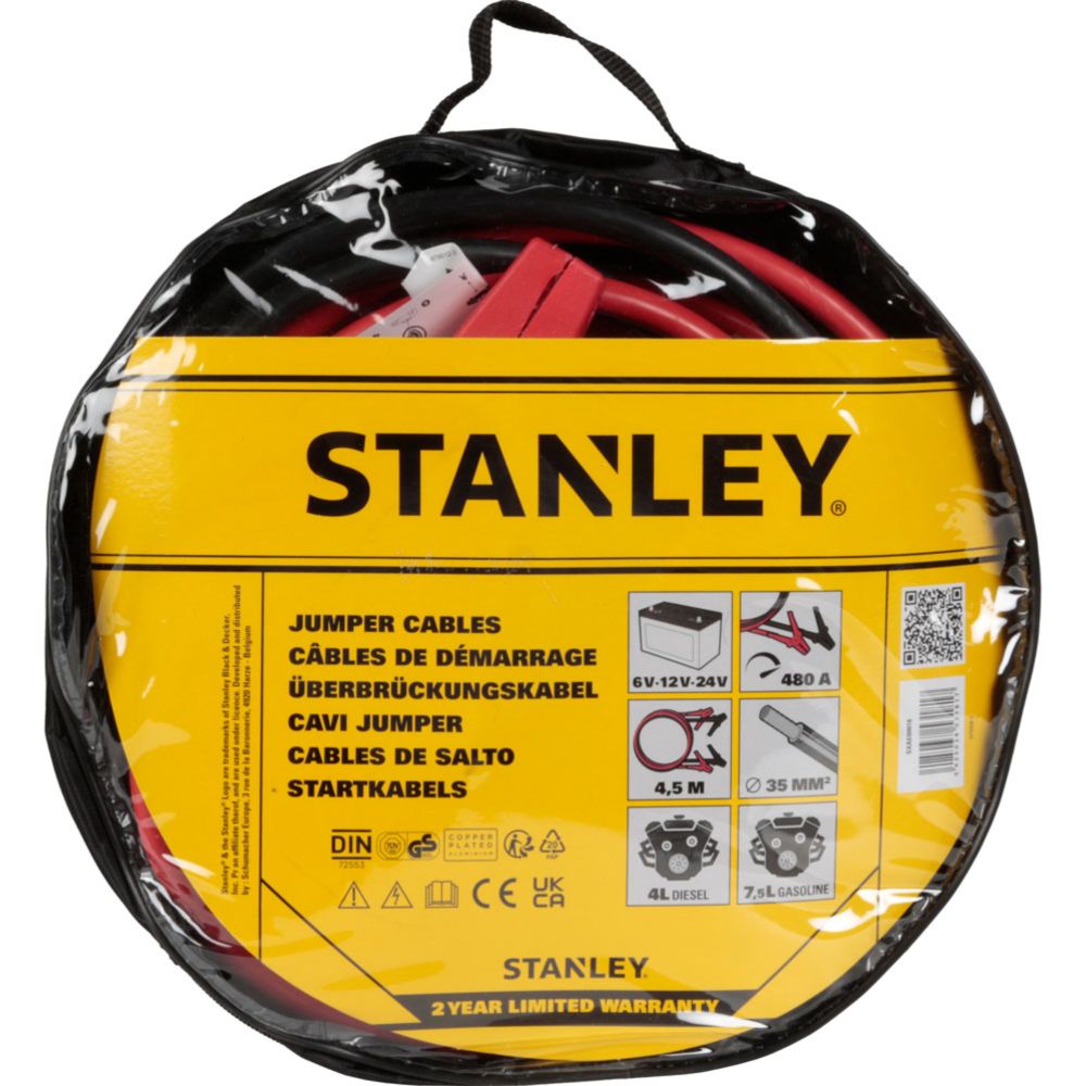 Stanley apukäynnistyskaapelit 4,5 m 35 mm²  480 A