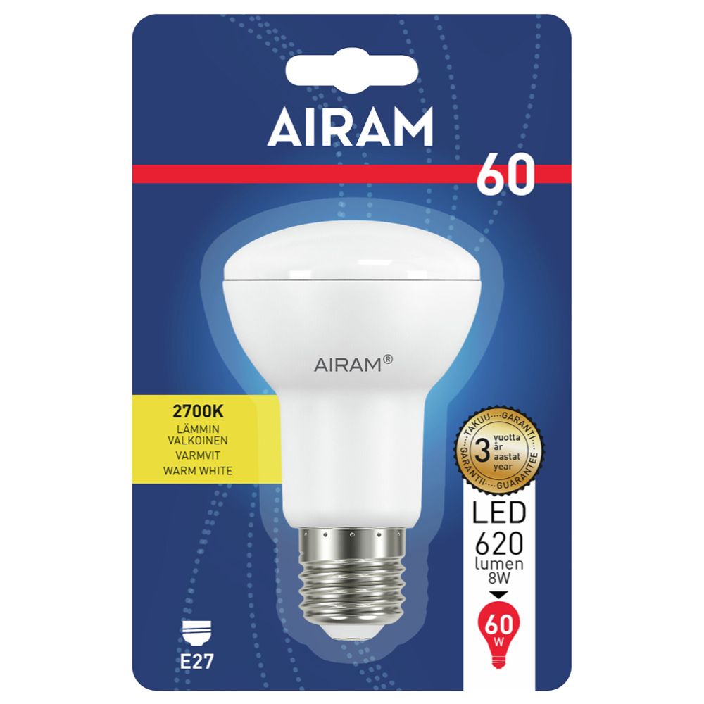 Airam LED kohdelamppu E27 5,4 W 2700 K 600 lm