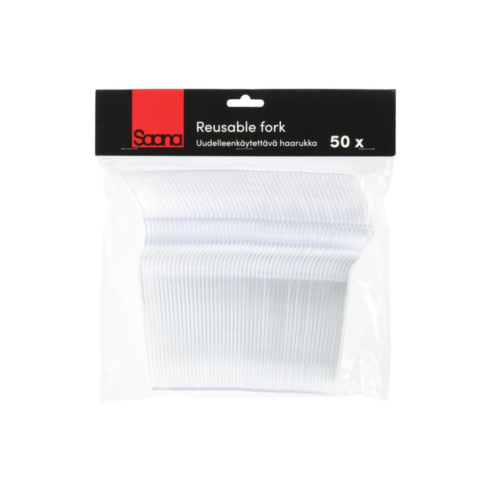 Saana kahvel läbipaistev korduvkasutatav 50 tk