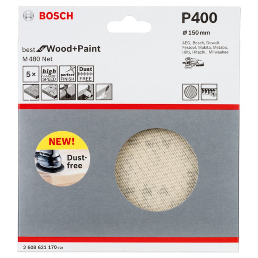 Bosch M 480 lihvvõrk, lihvketas, K400, 150 mm, 5 tk