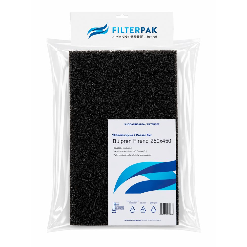 Filterpak Bulpren Firend tasosuodatin 250x450