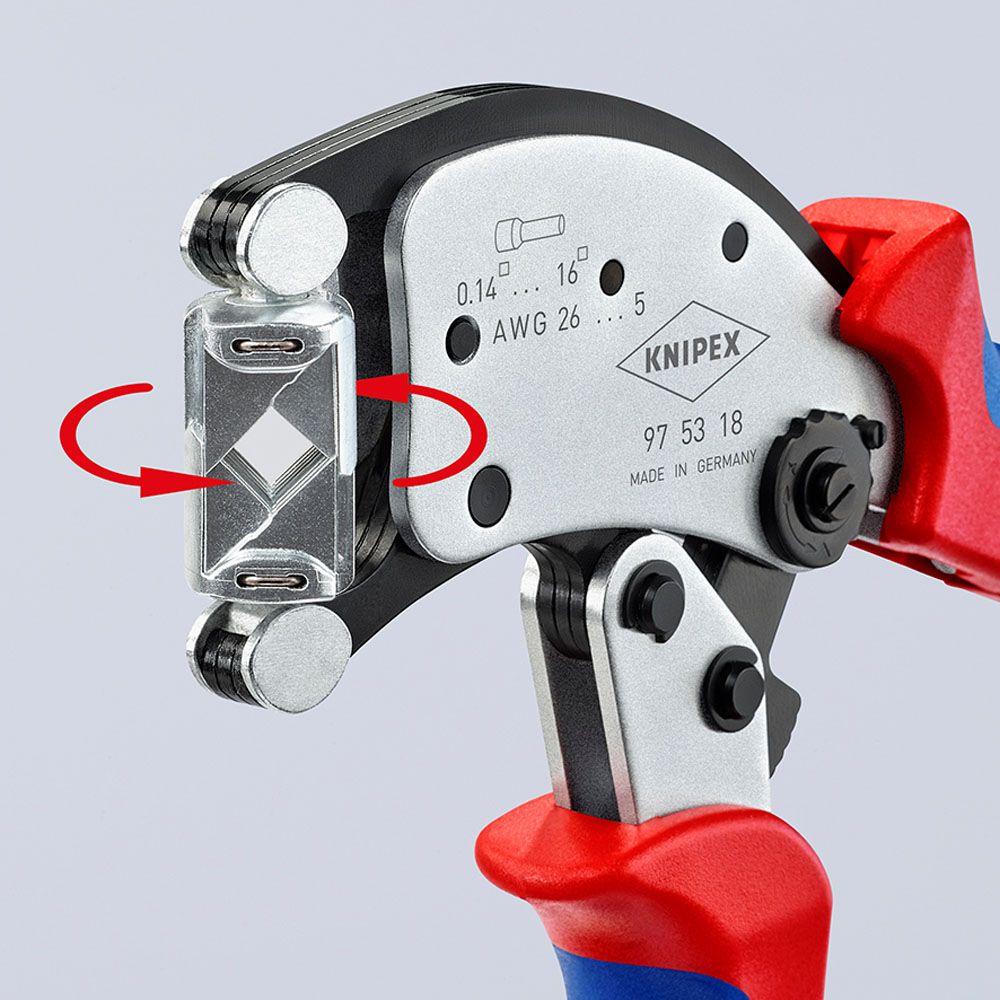 Knipex® 97 53 18 Twistor® pääteholkkien puristuspihdit itsesäätyvä 0,14-16 mm²