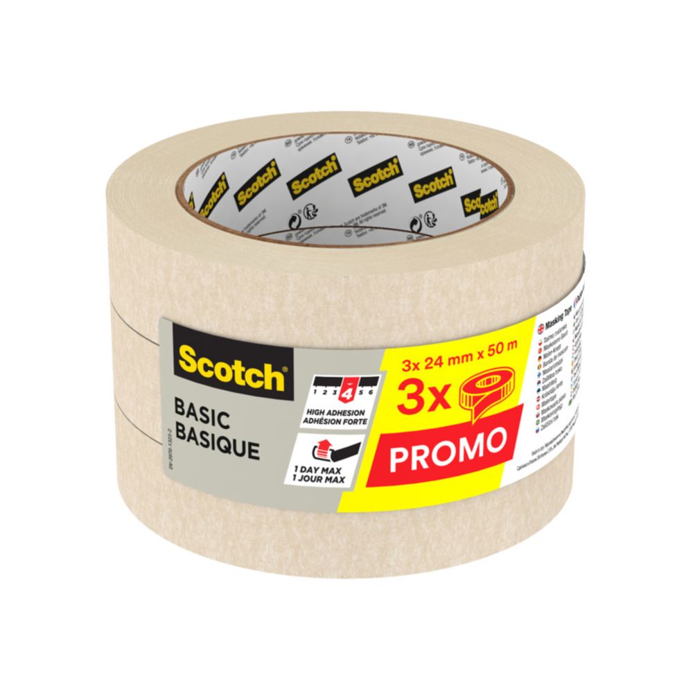 Scotch Basic maalarinteippi 24 mm x 50 m 3 kpl