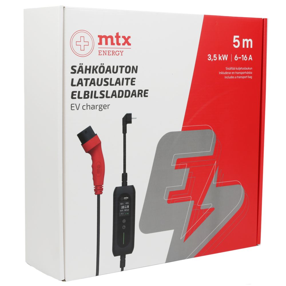 MTX Energy 6-16 A kaasaskantav elektriauto laadija, 5m laadimiskaabel