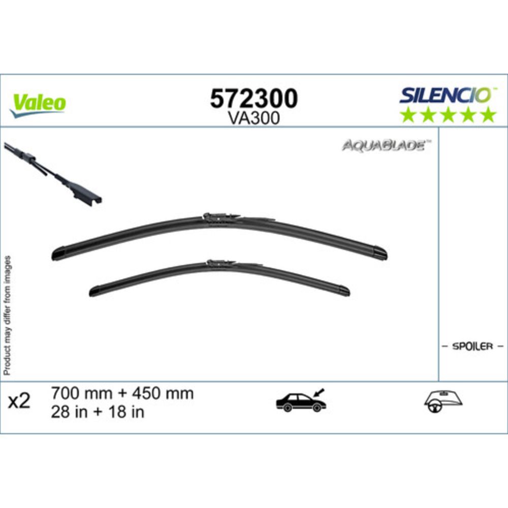 Valeo Silencio Aquablade VA300 torkarblad 2 st. 70 + 45 cm