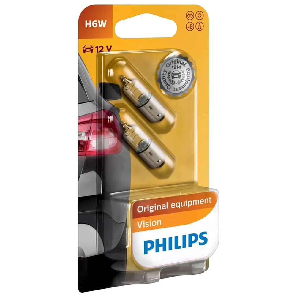 Philips BAX9s metallsockellampa halogen 12V 6W H6W 2 st.