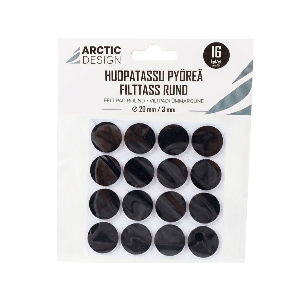 Arctic Design vildipadjad ümmargused 20 mm 16 tk mustad