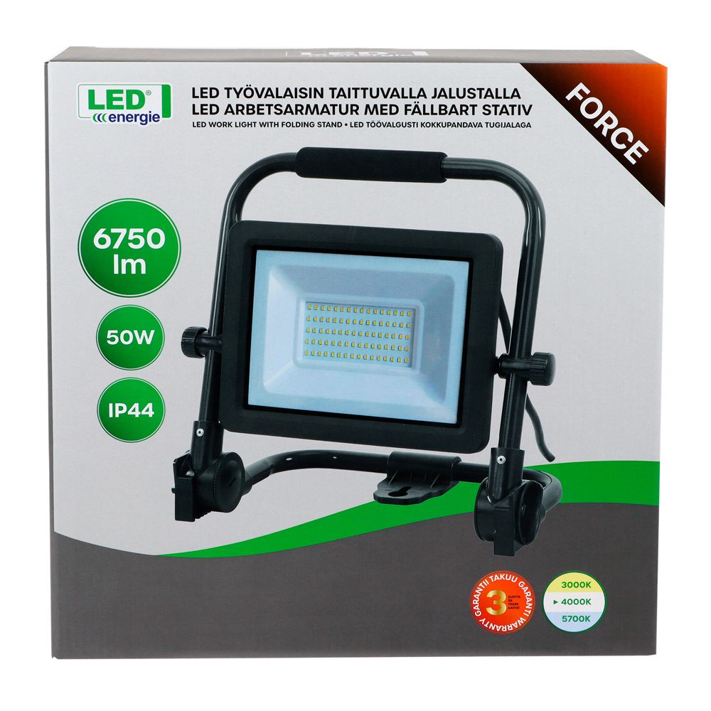 Led Energie FORCE työvalaisin jalustalla 50 W 6750 lm