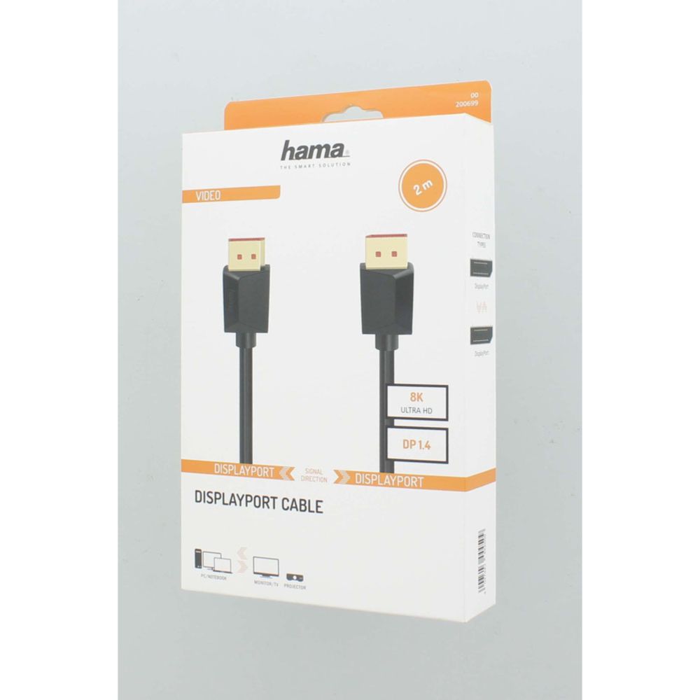 Hama videokaapeli, DisplayPort uros - DisplayPort uros, DP 1.4, 8K, 2,0 m