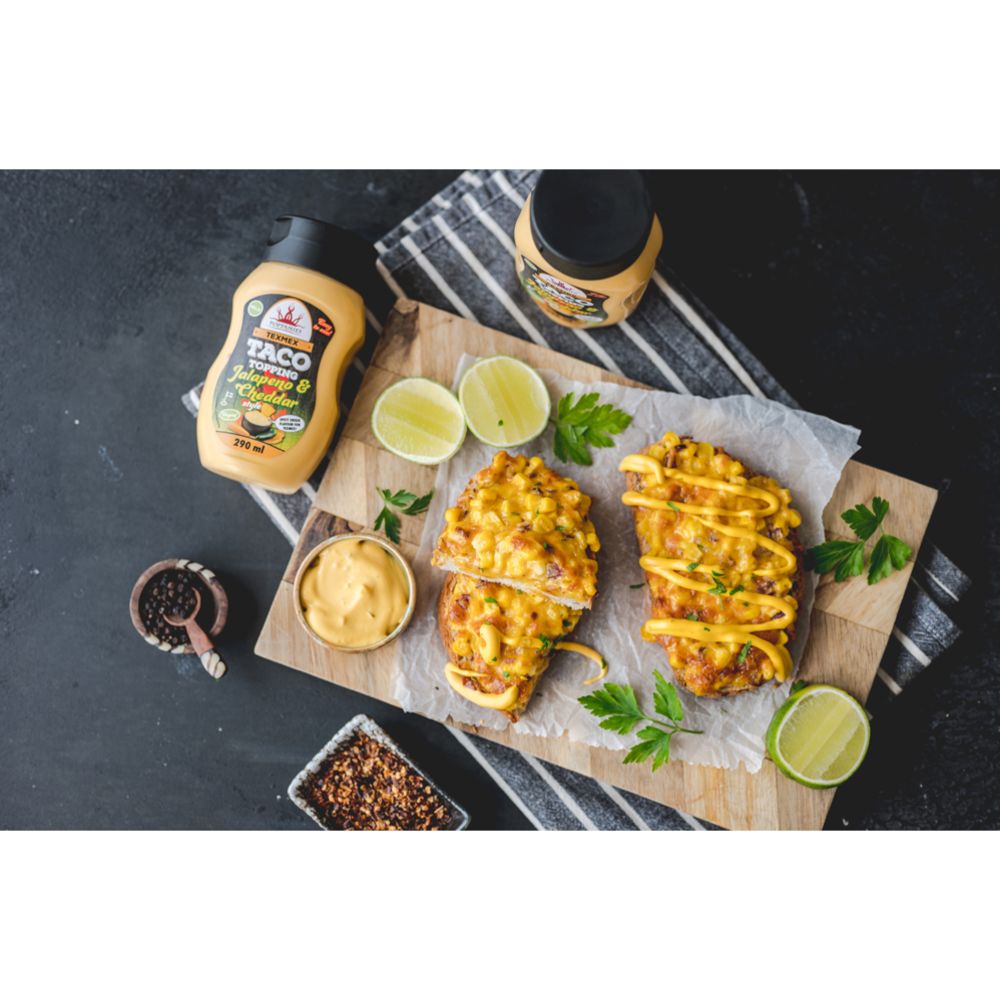 Poppamies Texmex Taco Topping Jalapeno & Cheddar Style kaste, 290 ml