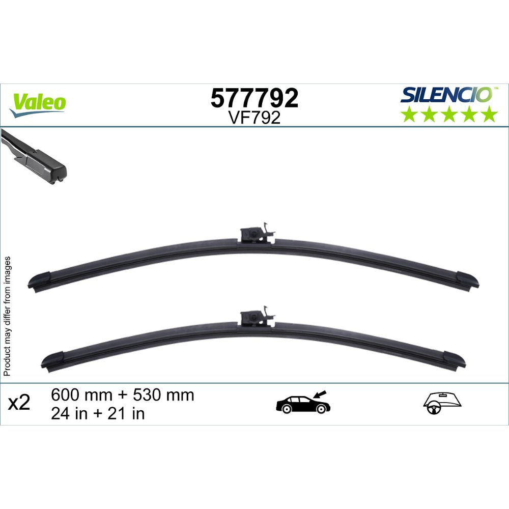 Valeo Silencio FB VF792/992 pyyhkijänsulkapari 60 + 53 cm