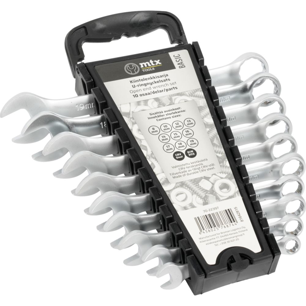 MTX Tools Basic 10-osaline lehtsilmusvõtmete komplekt, 8-19 mm