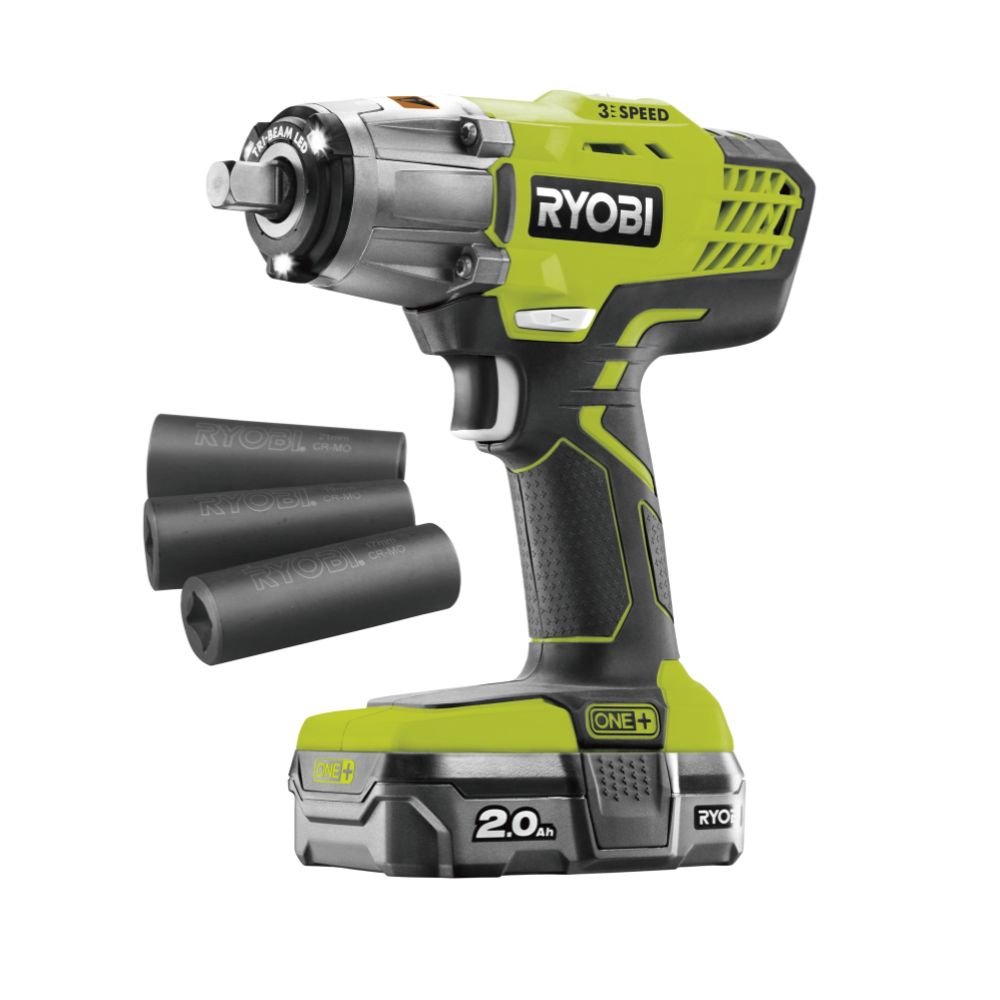 Ryobi ONE+ akulöökmutrikeeraja komplekt R18IW3-120S (2,0 Ah)