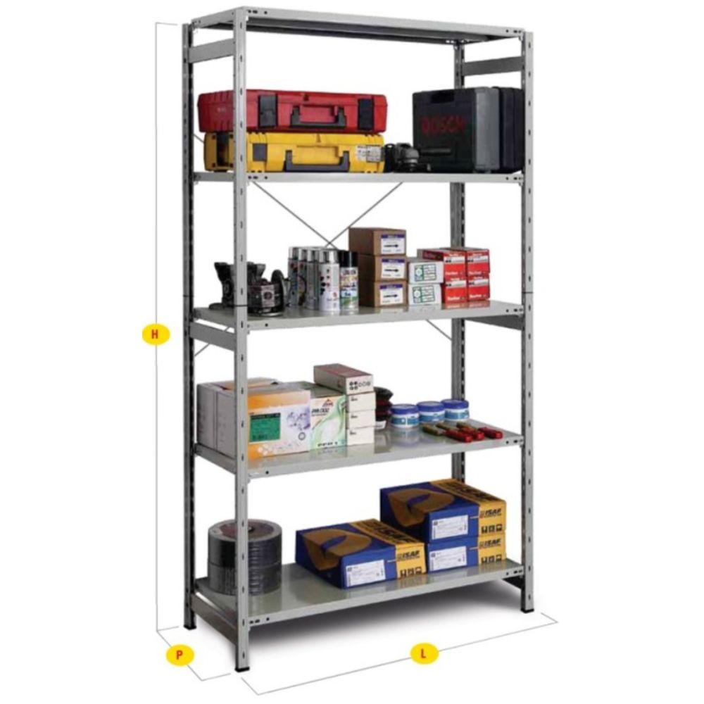 Bizzotto Superkit LB1 lagerhylla 800 x 500 x 1600 mm, grå 750 kg