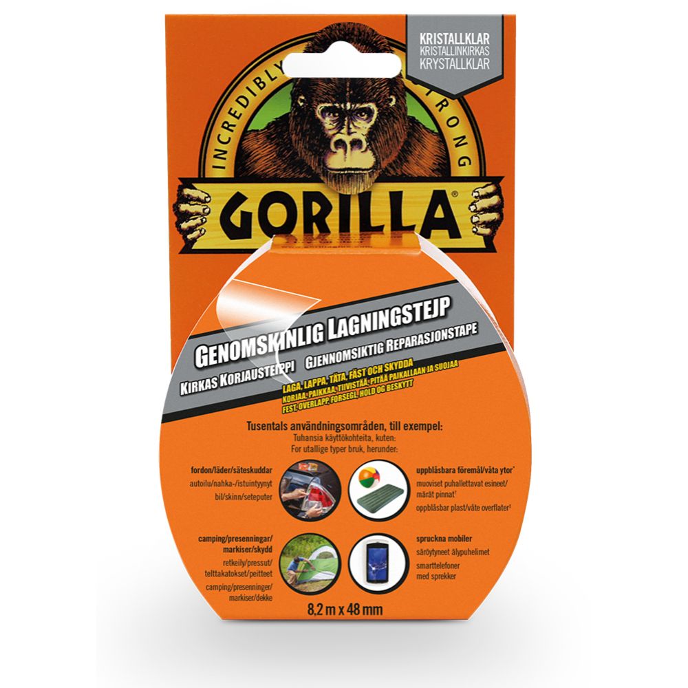 Gorilla väritön korjausteippi 48 mm x 8,2 m