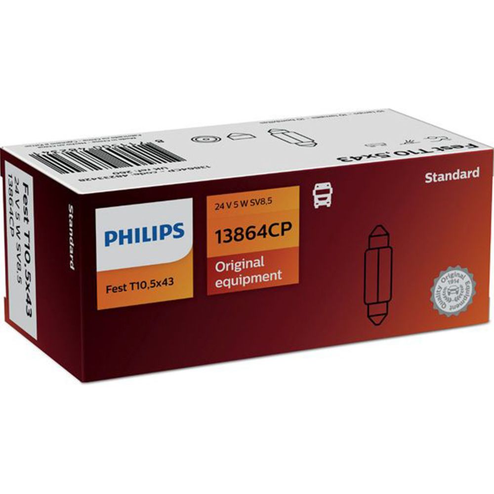 Philips SV8,5 24V 5W sukkulapolttimo 40 mm 10-pack