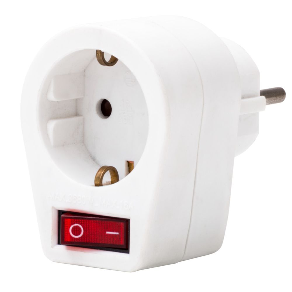 Eluttag med on/off-brytare IP20