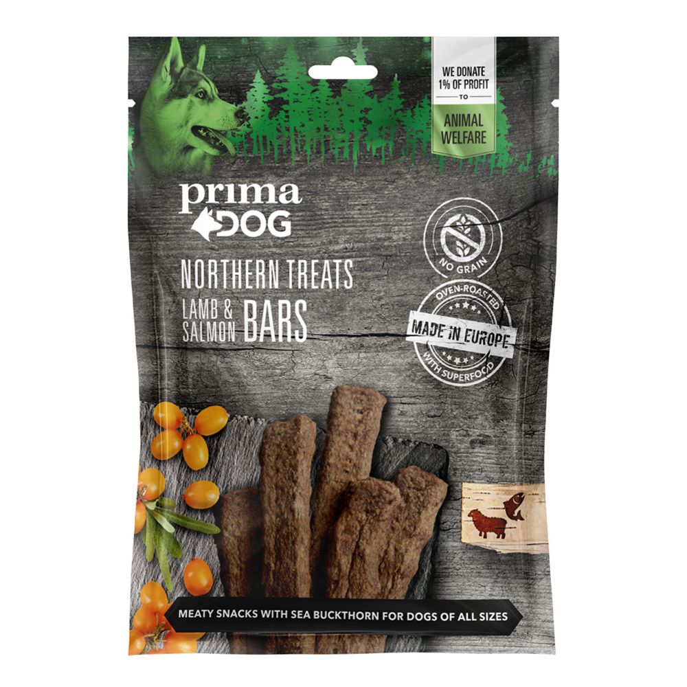 PrimaDog Northern Treats Lamm & laxstänger 80 g