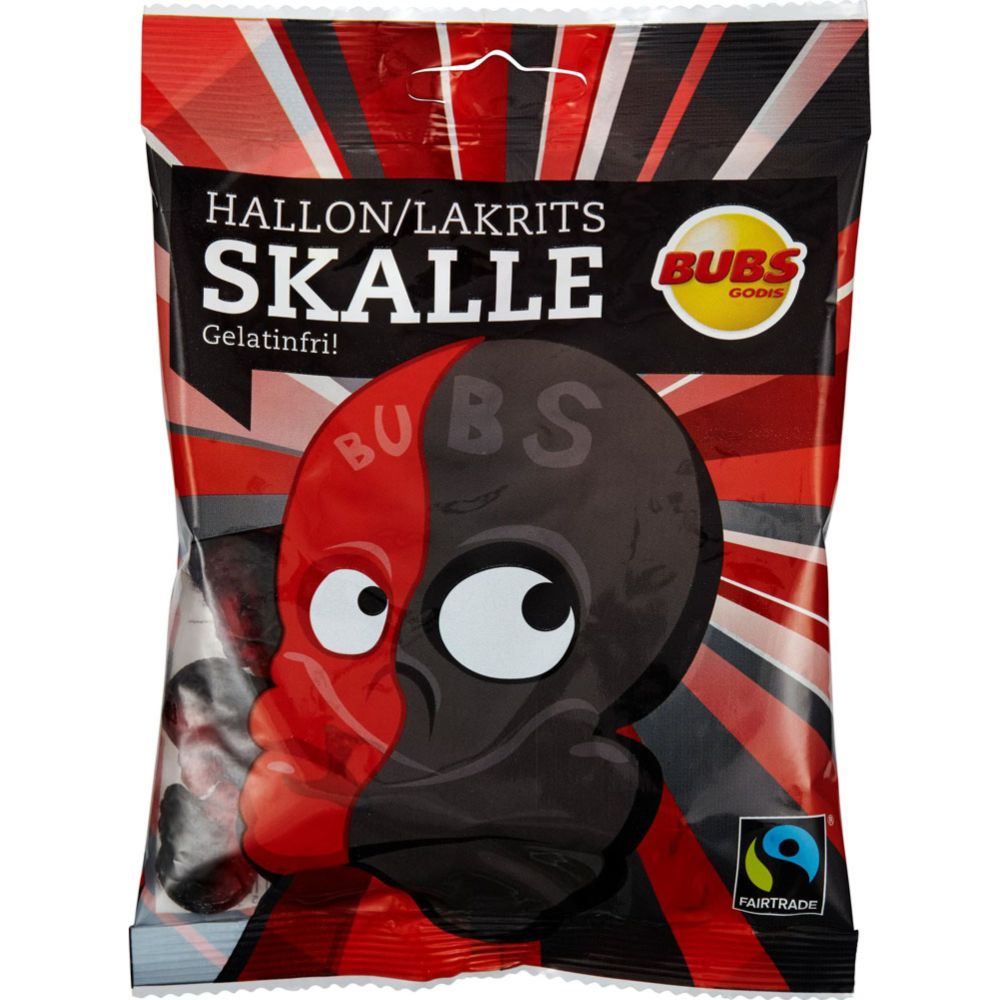 Bubs Skalle hallon/lakrits 90 g