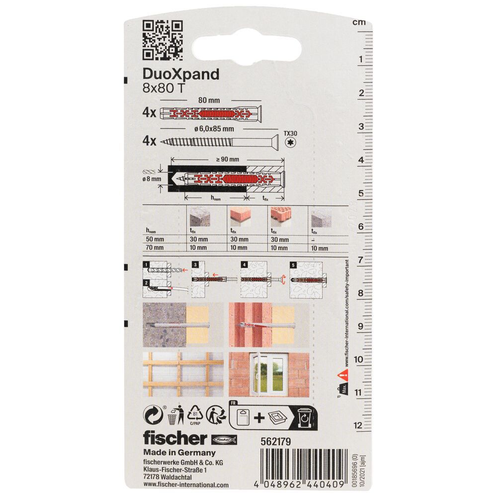 Fischer DuoXpand universaalne kruviga lengitüübel, 4 tk