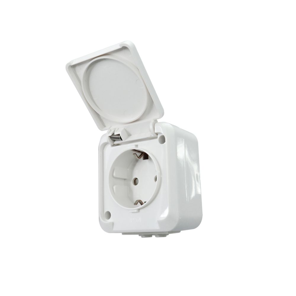 Harju Lumi 1-osaline pindmine pistikupesa, pritsmekindel, IP44, valge