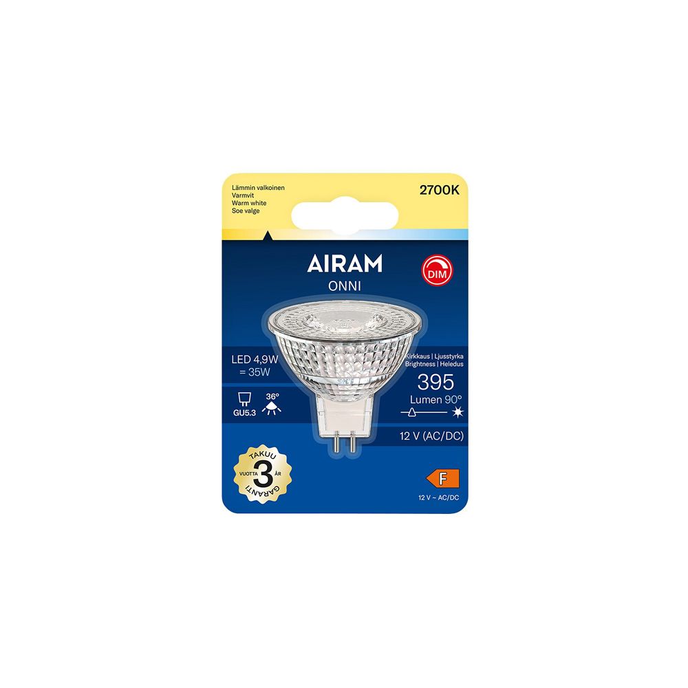 Airam 12 V LED-spotlight GU5.3 4,9 W 2700 K 395 lm dimbar