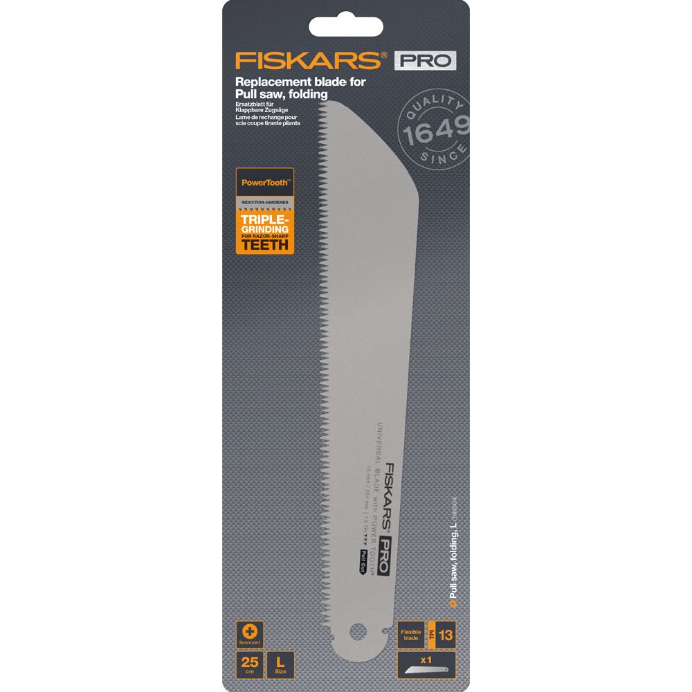 Fiskars Pro PowerTooth reservblad för fällbar handsåg 13 tpi, 250 mm