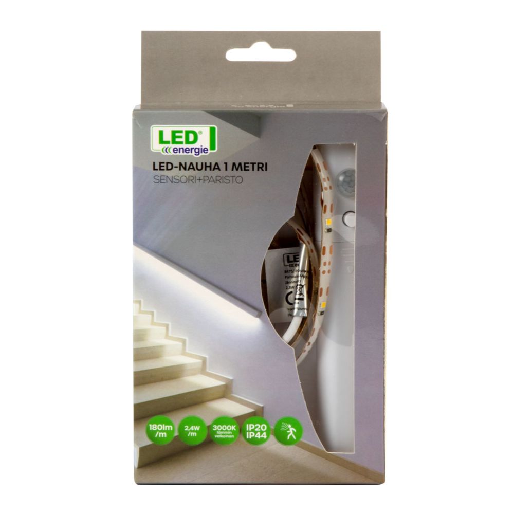 Led Energie LED-valonauha liiketunnistimella 1m 2,4W 3000K 180lm IP20/IP44